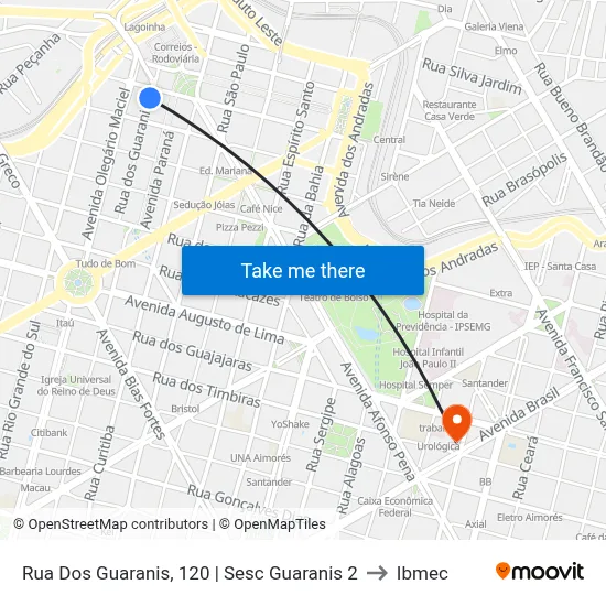 Rua Dos Guaranis, 120 | Sesc Guaranis 2 to Ibmec map