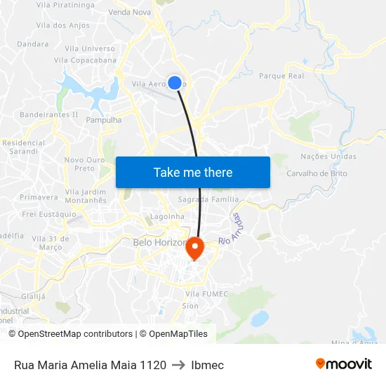 Rua Maria Amelia Maia 1120 to Ibmec map