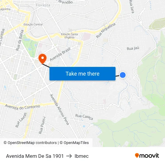 Avenida Mem De Sa 1901 to Ibmec map