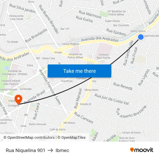 Rua Niquelina 901 to Ibmec map