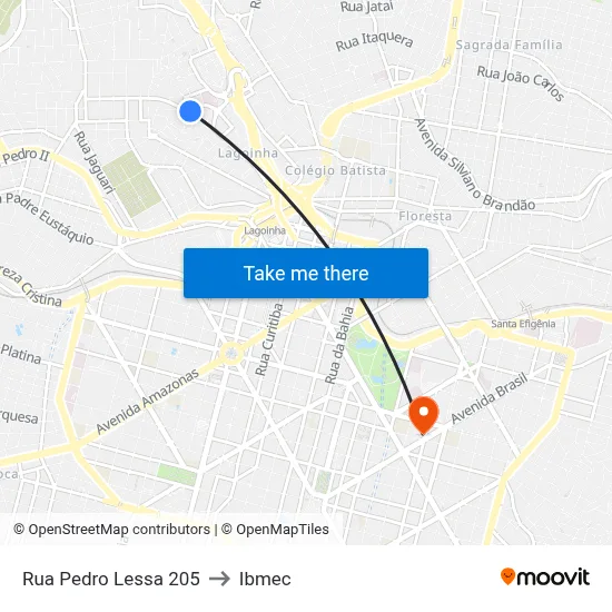 Rua Pedro Lessa 205 to Ibmec map