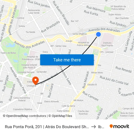 Rua Ponta Porã, 201 | Atrás Do Boulevard Shopping Bh to Ibmec map