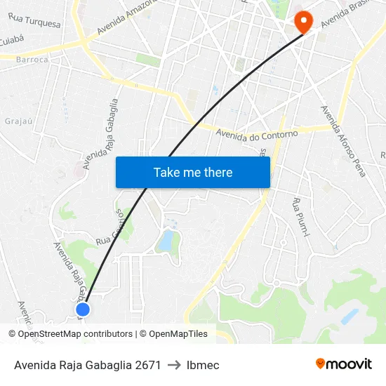 Avenida Raja Gabaglia 2671 to Ibmec map