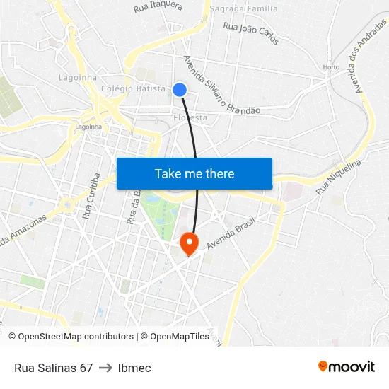 Rua Salinas 67 to Ibmec map