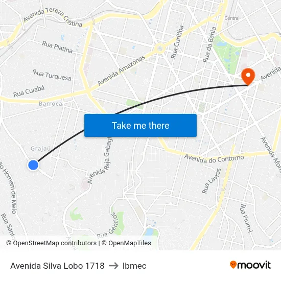 Avenida Silva Lobo 1718 to Ibmec map