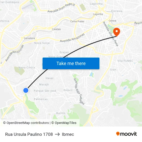 Rua Ursula Paulino 1708 to Ibmec map