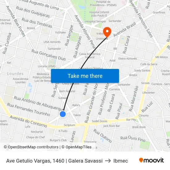 Ave Getulio Vargas, 1460 | Galera Savassi to Ibmec map