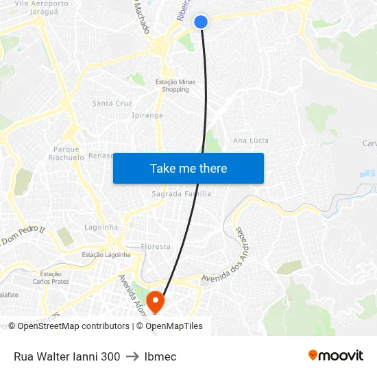 Rua Walter Ianni 300 to Ibmec map