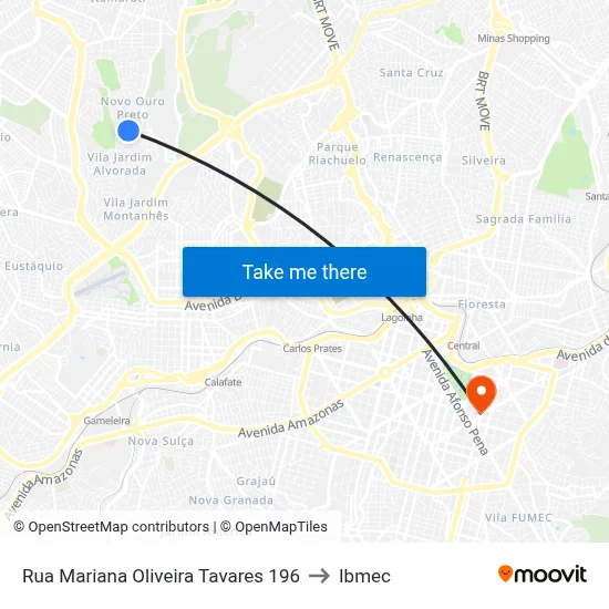Rua Mariana Oliveira Tavares 196 to Ibmec map