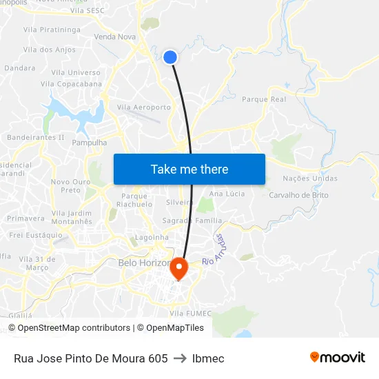 Rua Jose Pinto De Moura 605 to Ibmec map