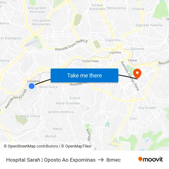Hospital Sarah | Oposto Ao Expominas to Ibmec map