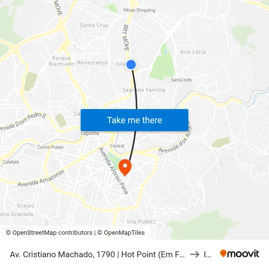 Av. Cristiano Machado, 1790 | Hot Point (Em Frente Estação Move Feira Dos Produtores) to Ibmec map
