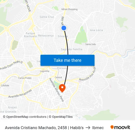 Avenida Cristiano Machado, 2458 | Habib's to Ibmec map