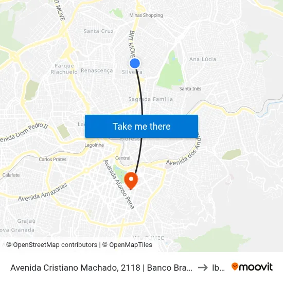Avenida Cristiano Machado, 2118 | Banco Bradesco/Verde Mar/Santander to Ibmec map