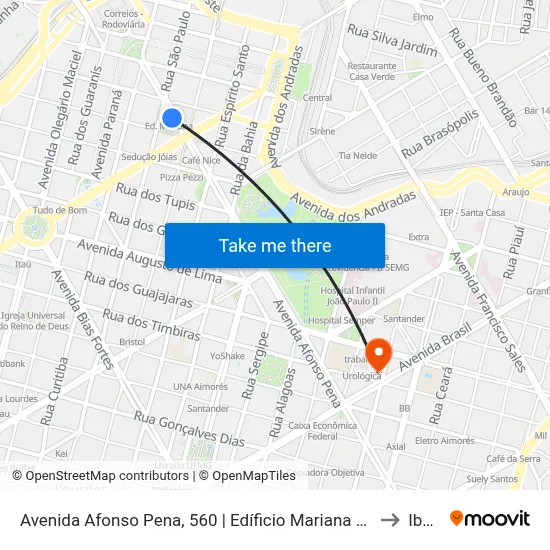 Avenida Afonso Pena, 560 | Edíficio Mariana Antes Da Praça Sete to Ibmec map