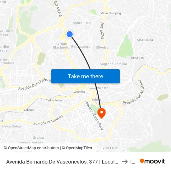 Avenida Bernardo De Vasconcelos, 377 | Localiza (Oposto A Escola Professora Eleonora Pierucetti) to Ibmec map