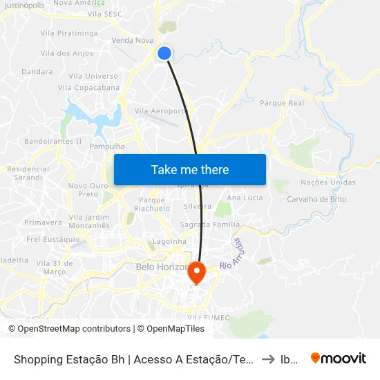 Shopping Estação Bh | Acesso A Estação/Terminal Vilarinho to Ibmec map
