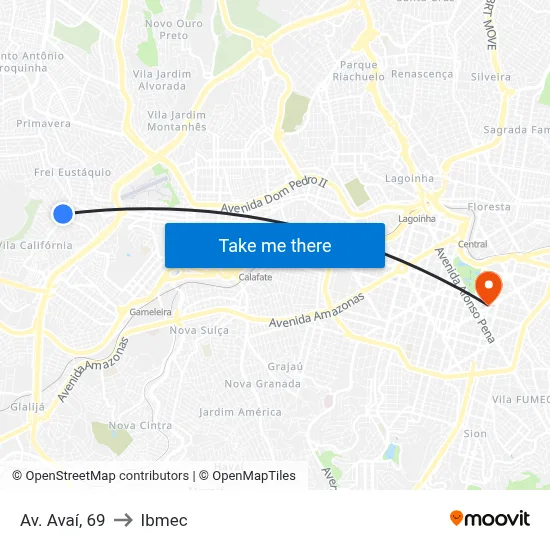 Av. Avaí, 69 to Ibmec map