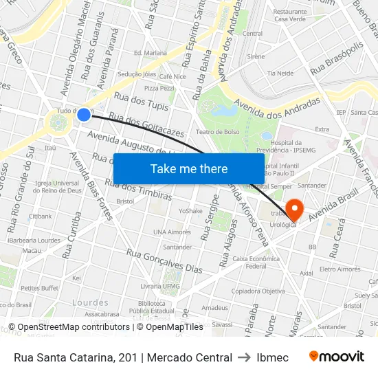 Rua Santa Catarina, 201 | Mercado Central to Ibmec map
