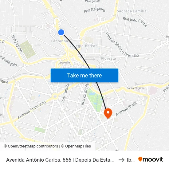 Avenida Antônio Carlos, 666 | Depois Da Estação Senai Sentido Centro De Bh to Ibmec map
