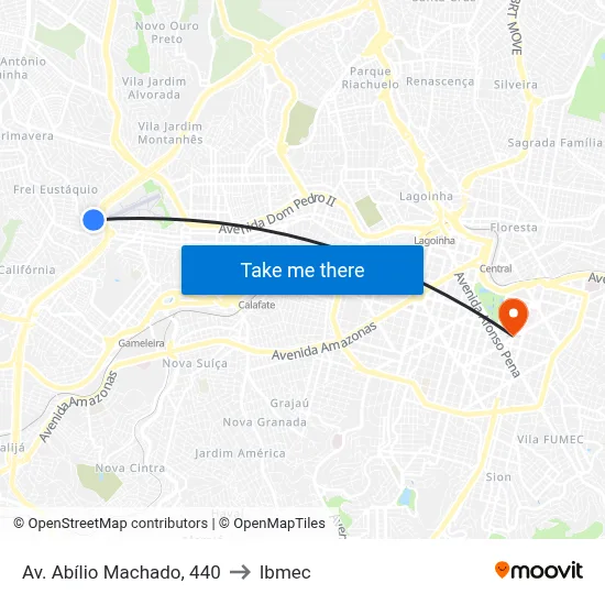 Av. Abílio Machado, 440 to Ibmec map