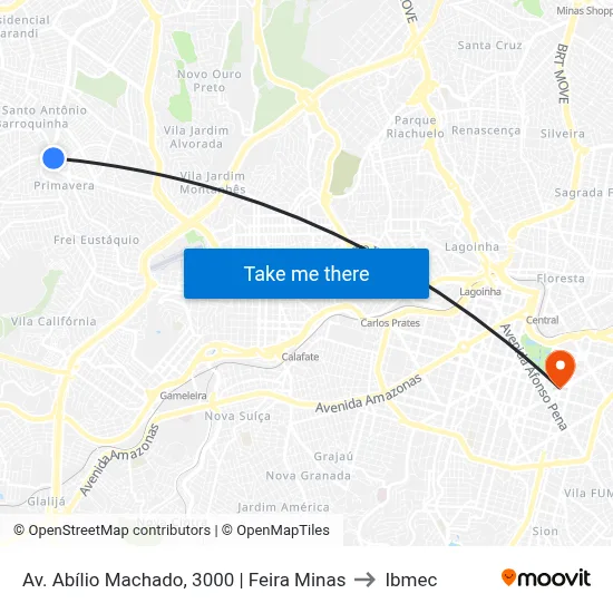Av. Abílio Machado, 3000 | Feira Minas to Ibmec map