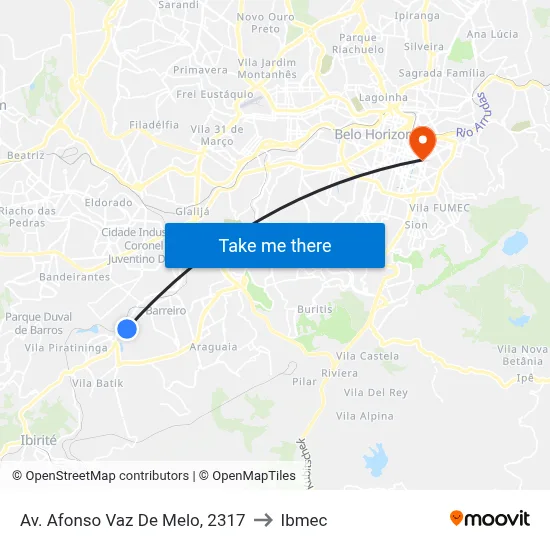 Av. Afonso Vaz De Melo, 2317 to Ibmec map