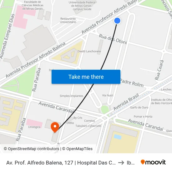 Av. Prof. Alfredo Balena, 127 | Hospital Das Clínicas Ufmg 3 to Ibmec map