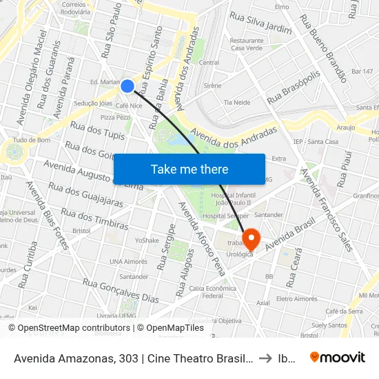 Avenida Amazonas, 303 | Cine Theatro Brasil 1 (Praça 7) to Ibmec map