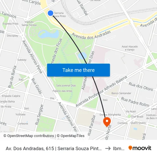 Av. Dos Andradas, 615 | Serraria Souza Pinto 2 to Ibmec map