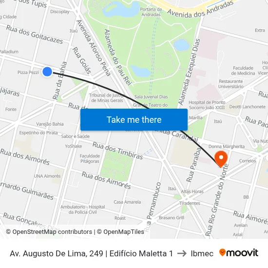 Av. Augusto De Lima, 249 | Edifício Maletta 1 to Ibmec map
