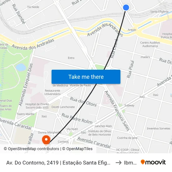 Av. Do Contorno, 2419 | Estação Santa Efigênia to Ibmec map