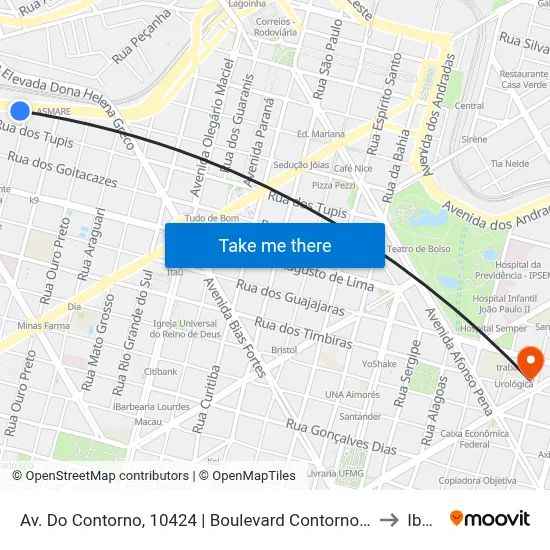 Av. Do Contorno, 10424 | Boulevard Contorno - Hospital Socor 1 to Ibmec map