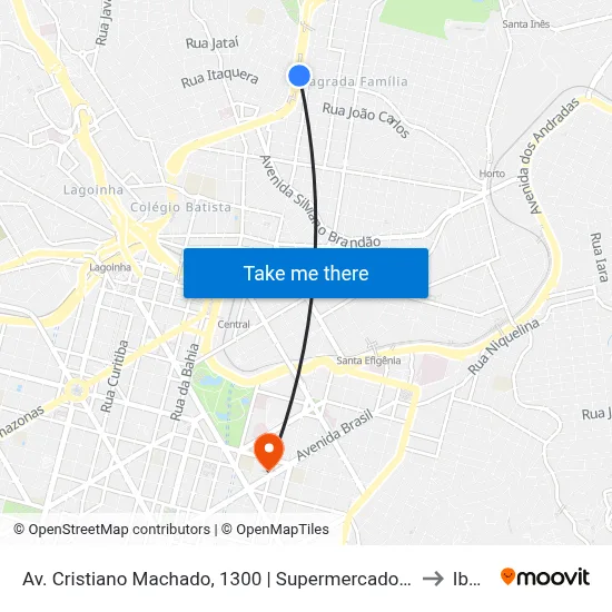Av. Cristiano Machado, 1300 | Supermercado Portas E Janelas to Ibmec map