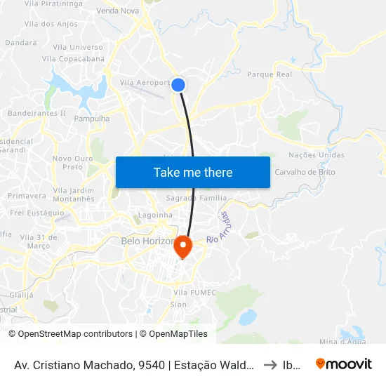 Av. Cristiano Machado, 9540 | Estação Waldomiro Lobo to Ibmec map