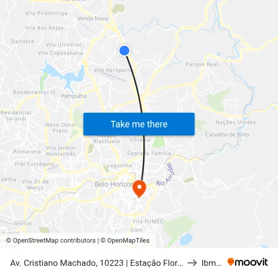 Av. Cristiano Machado, 10223 | Estação Floramar to Ibmec map