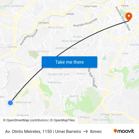 Av. Olinto Meireles, 1150 | Umei Barreiro to Ibmec map