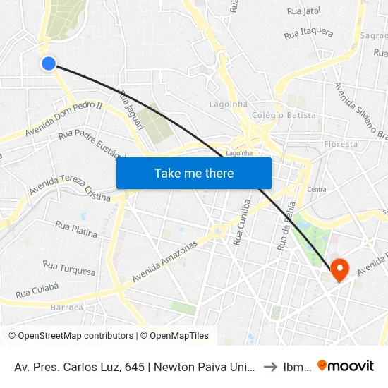 Av. Pres. Carlos Luz, 645 | Newton Paiva Unidade 800 to Ibmec map
