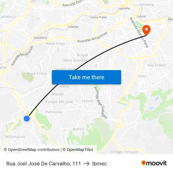 Rua Joel José De Carvalho, 111 to Ibmec map