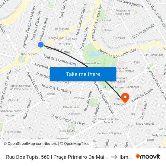 Rua Dos Tupis, 560 | Praça Primeiro De Maio 2 to Ibmec map
