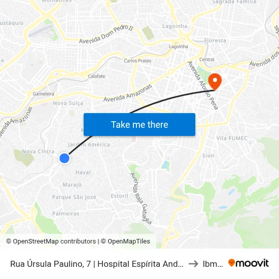 Rua Úrsula Paulino, 7 | Hospital Espírita André Luiz to Ibmec map