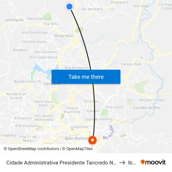 Cidade Administrativa Presidente Tancredo Neves | Estacionamento to Ibmec map