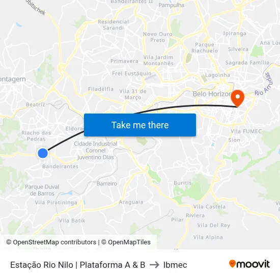 Estação Rio Nilo | Plataforma A & B to Ibmec map