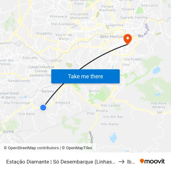 Estação Diamante | Só Desembarque (Linhas Encerrando Viagem) to Ibmec map