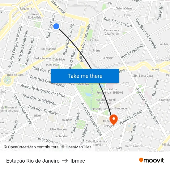 Estação Rio de Janeiro to Ibmec map