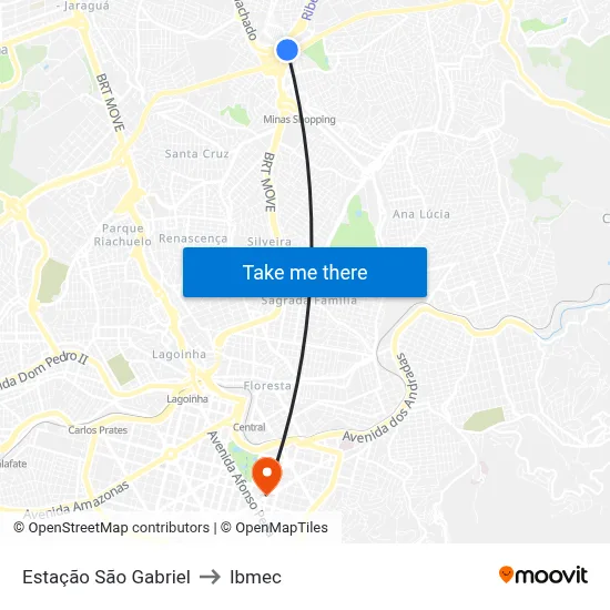 Estação São Gabriel to Ibmec map