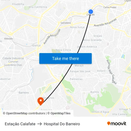 Estação Calafate to Hospital Do Barreiro map