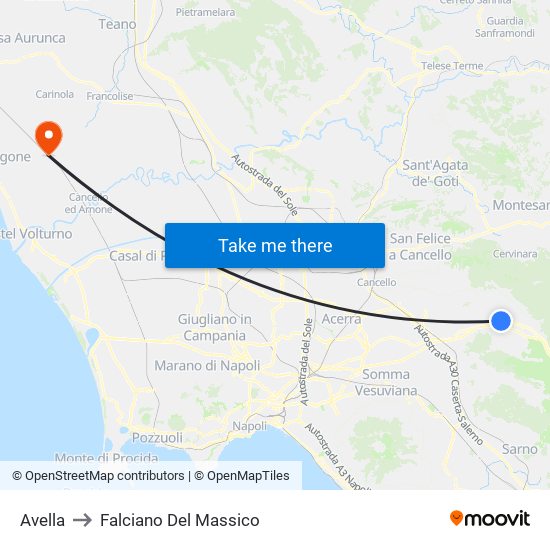 Avella to Falciano Del Massico map