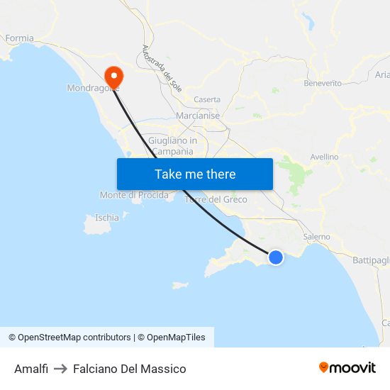 Amalfi to Falciano Del Massico map