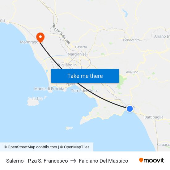 Salerno - P.za S. Francesco to Falciano Del Massico map
